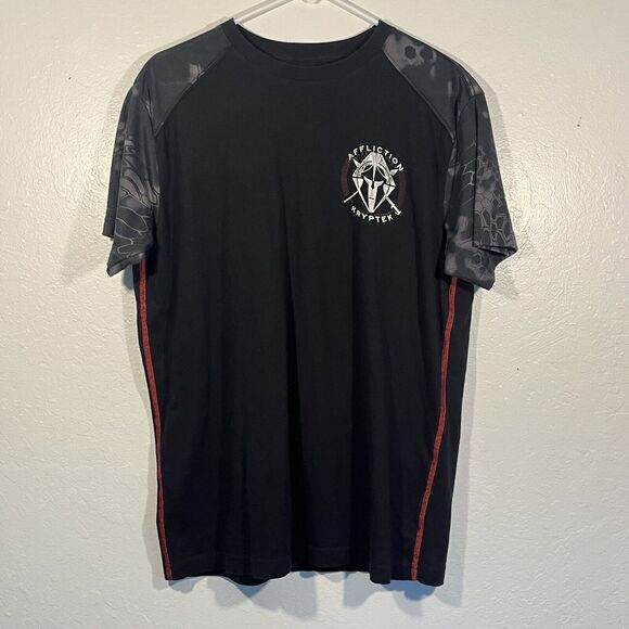 Affliction Kryptek T Shirt Size Large Big Graphic Print Black Gray Short Sleeve - Picture 2 of 11